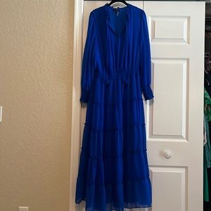 1.State long sleeve tiered maxi